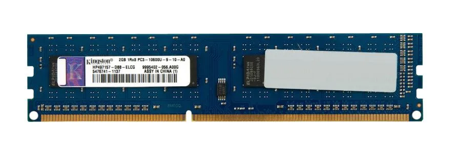 HP497157-D88-ELCG - Kingston 2GB PC3-10600 DDR3-1333MHz non-ECC Unbuffered CL9 UDIMM Dual-Rank Memory Module