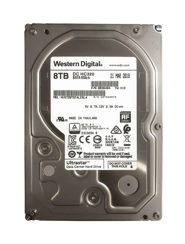 HUS728T8TALE6L4 - Western Digital Ultrastar DC HC320 8TB 3.5 LFF 6Gbps 7200RPM 512e Enterprise SATA Hard Drive