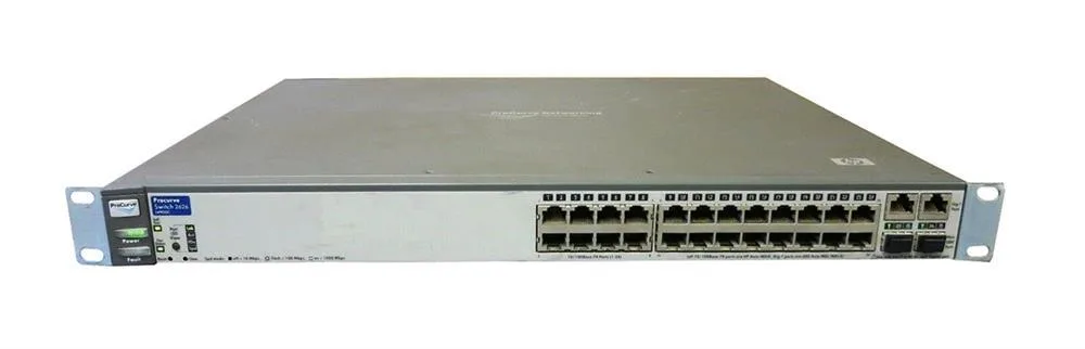 HP J4900C#ABB ProCurve Switch 2626 24-Port 10/100Base-TX + 2x 10/100/1000Base-T + 2x SFP 1U Rack-Mountable Stackable Switch