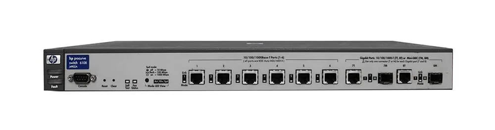 HP J4902A#ABA ProCurve 6108 6 x Ports 10/100/1000Base-T LAN + 2 x SFP (mini-GBIC) Gigabit Ethernet Network Switch