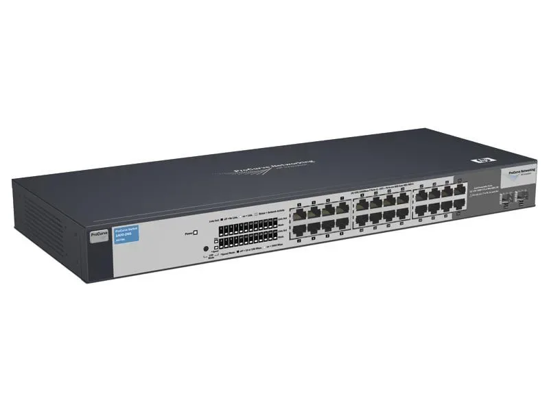 HP J9078-60001 ProCurve 1400 Series 1400-24G 22 x RJ-45 Ports 10/100/1000Base-T + 2 x Dual Personality RJ-45/SFP(Mini-GBIC) Ports Layer 2 Unmanaged Rack-mountable Gigabit Ethernet Network Switch. In S