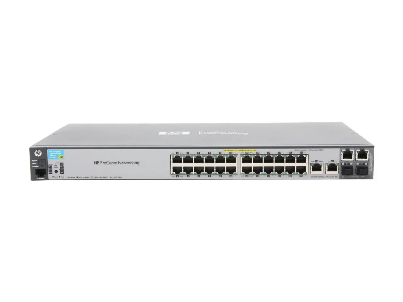 HP J9138A#ABA ProCurve 2520-24-PoE 24-Port 24 x 10/100Base-TX, 2 x SFP (mini-GBIC) Shared, 2 x 10/100/1000Base-T Ethernet Managed Switch