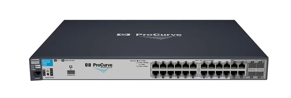 HP J9145A#0D1 Procurve E2910-24G 24-Ports 10/100/1000Base-T + 4 x SFP Shared Stackable Managed Gigabit Ethernet AI Switch