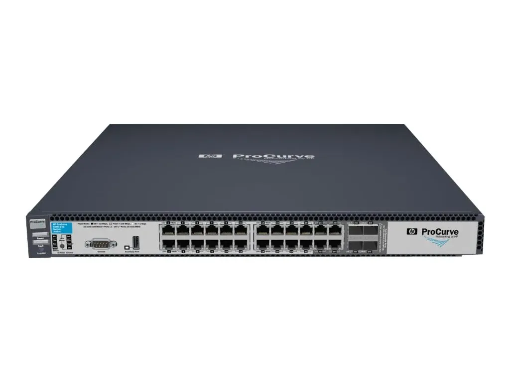 HP J9263A#ACC ProCurve 6600-24G 24-Ports 24 x10/100/1000Base-T + 4 x Shared SFP (mini-GBIC) Managed Stackable Layer 3 Gigabit Ethernet Switch