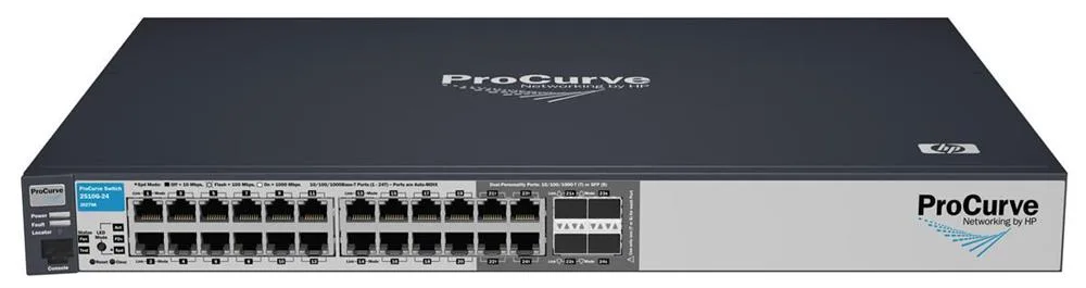 HP J9279-61001 ProCurve 2510 Series E2510-24G 20 x RJ-45 Ports 10/100/1000Base-T + 4 x Dual Personality RJ-45/SFP (mini-GBIC) Ports Layer 2 Managed Rack-mountable Gigabit Ethernet Network Switch