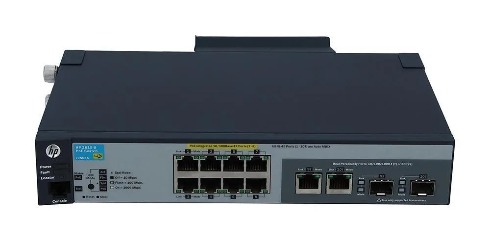 HP J9565A#ABA ProCurve 2615-8-PoE 8 x Ports 10/100Base-T + 2 x SFP Combo Layer-3 Managed Fast Ethernet Network Switch
