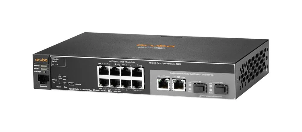 Aruba J9777A#AC3 2530-8G 8xPorts 10/100/1000Base-T 2xCombo SFP Layer-3 Managed Gigabit Ethernet Switch