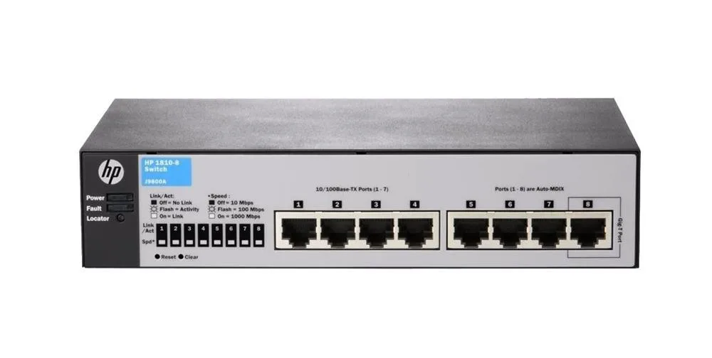 HP J9800A#ACC 1810-8 V2 7-Ports 10/100Base-T With 1 Ethernet Port Managed Gigabit Ethernet Switch