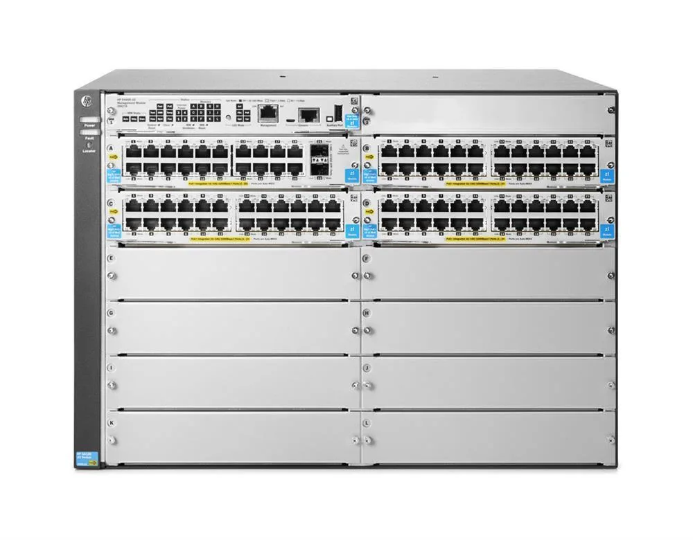 HP J9826A#ABB 5412R-92G-PoE+4 x SFP 92 x Ports 10/100/1000Base-T + 2 x SFP+ Layer-3 Managed Gigabit Ethernet Network Switch Chassis