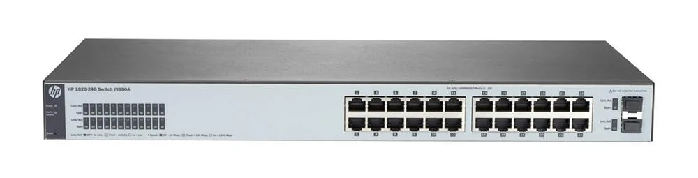 HP J9980A#0D1 OfficeConnect 1820-24G 24-Ports 10/100/1000Base-T with 2x Fast Ethernet/Gigabit SFP Managed Ethernet Switch