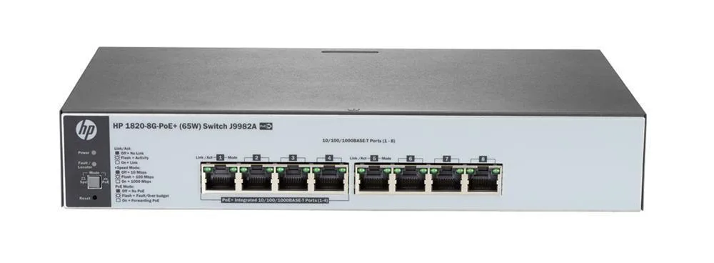 HP J9982A#AC3 OfficeConnect 1820-8G 4x 10/100/1000Base-T (PoE+) 4x 10/100/1000Base-T Gigabit Ethernet Layer 2 Managed Rack-Mountable Switch