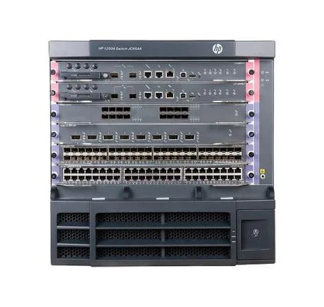 JC654AR - HP 12504 4 x open module slots + 4 x switch fabric slots Layer 3 Managed AC Network Switch Chassis