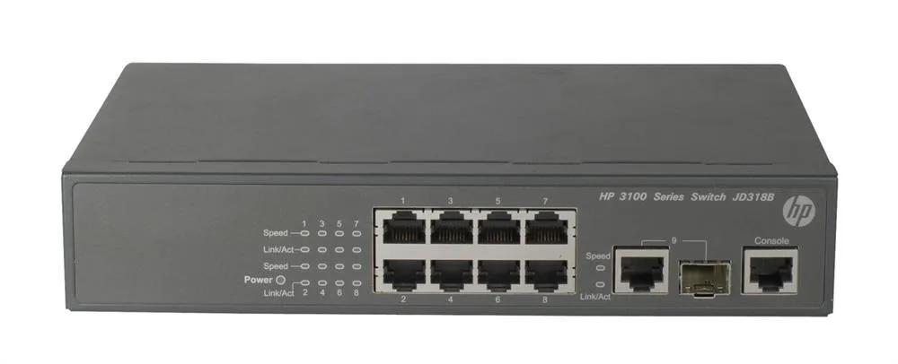 HP JD318B#ABB 3100 8 x Ports 10/100Base-TX + 1 x SFP Combo Layer-2 Managed Fast Ethernet Network Switch