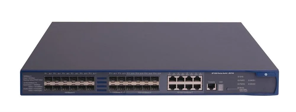 HP JD374A#ABA 5500-24G-SFP 24 x Ports 10/100/1000Base-T 8 x SFP Shared Layer-4 Managed Gigabit Ethernet Network Ei Switch