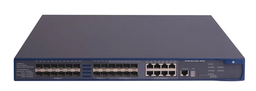 HP JD374A#ABB 5500-24G-SFP 24-Ports 10/100/1000Base-T with 8x Shared SFP Layer 4 Managed Gigabit Ethernet Ei Switch