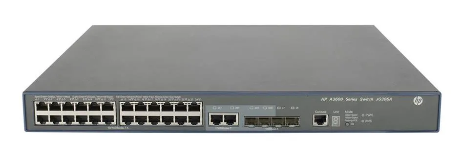HP JG306A#ABA FlexNetwork 3600-24-PoE+ 24xPorts 24x10/100Base-TX/ 10/100/1000Base-T + 4x SFP Layer-4 Managed Gigabit Ethernet Network Switch