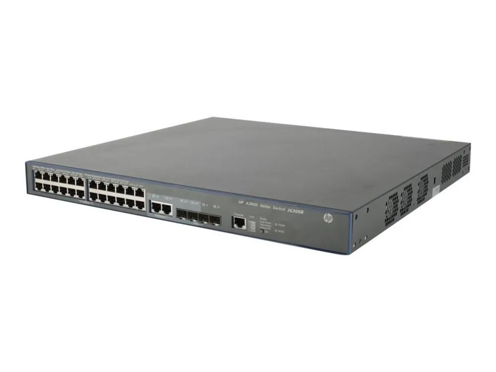HP JG306C#ABA FlexNetwork 3600-24-PoE+ 24 x Ports 10/100Base-TX + 4 x SFP + 2 x Shared Layer-4 Managed Fast Ethernet Network Switch