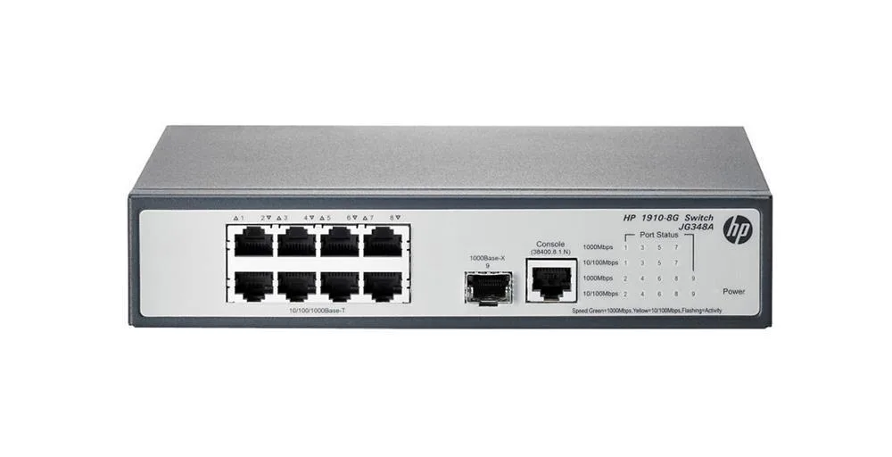 HP JG348-61001 ProCurve 1910-8G 8-Ports 10/100/1000Base-T + 1-Ports SFP (mini-GBIC) Slots Layer 3 Managed Switch