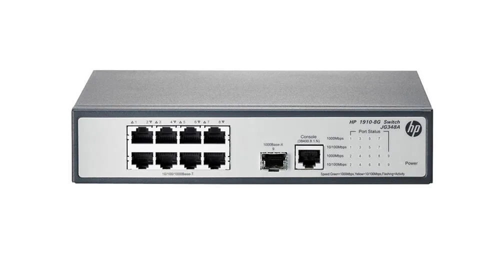 HP JG348A#ABA ProCurve 1910-8G 8-Ports 10/100/1000Base-T + 1-Ports SFP (mini-GBIC) Slots Layer 3 Managed Switch