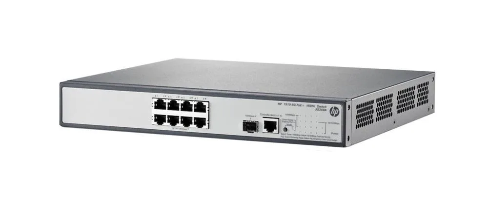 HP JG349A#ABA ProCurve 1910-8G-PoE+ (65W) 8-Ports 10/100/1000Base-T PoE+ + 1-Ports SFP (mini-GBIC) Slots Layer 3 Managed Switch