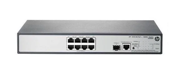 HP JG350AR#ABA ProCurve 1910-8G-PoE+ (180W) 8-Ports 10/100/1000Base-T PoE+ + 1-Ports SFP (mini-GBIC) Slots Layer 3 Managed Switch