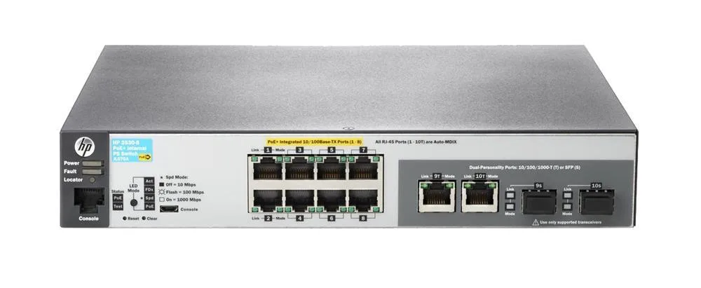 Aruba JL070A#ABB 2530-8-PoE+ 8 x Ports 10/100/1000Base-T Layer-2 Managed Gigabit Ethernet Network Switch