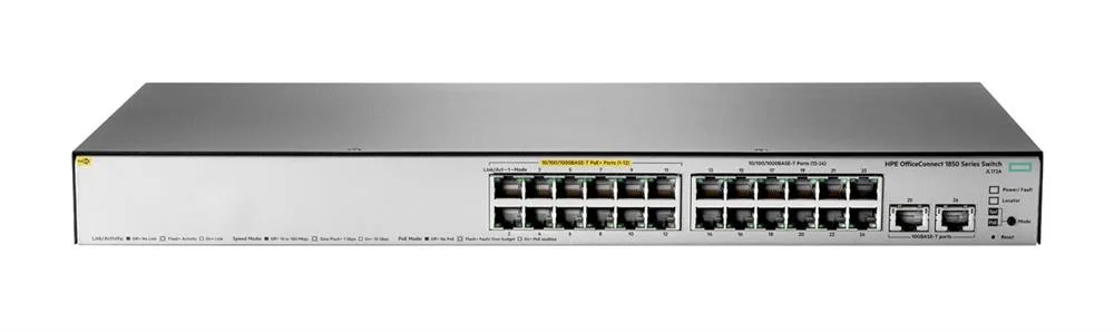 HPE JL172A#ACC OfficeConnect 1850 24G PoE+ 24xPort 10/100/1000Base-T/ 10GBase-T + 2 x SFP(mini GBIC) Gigabit Ethernet Network Switch