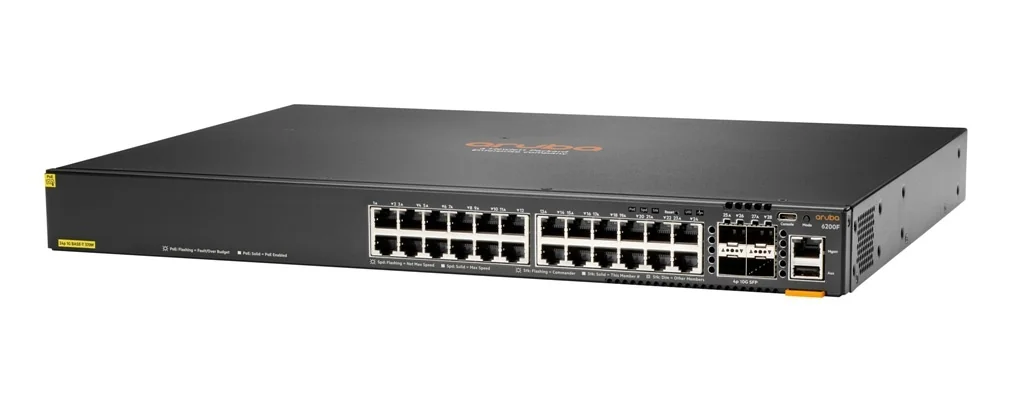 HPE JL724-61201 Aruba CX 6200F 24G 24-Ports 10/100/1000Base-T RJ-45 GbE 4-Ports 10GBase-X SFP+ Layer 3 Managed 1URack-mountable Network Switch