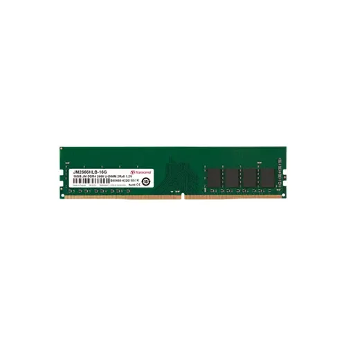 JM2666HLB-16G - Transcend 16GB 2666 MHz PC4-21300 ECC Unbuffered CL19 288-Pin DIMM 1.2V 2Rx8 Memory Module