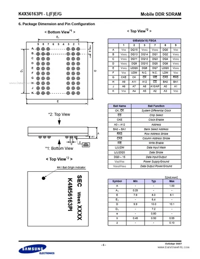 K4X56163PI-FGC3 - Samsung LPDDR-266MHz 16Mx16 DRAM Memory Chip