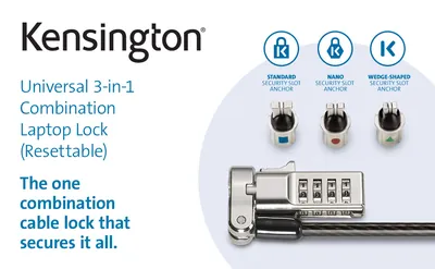 K62316WW - Kensington Universal 3-In-1 Combination Laptop Lock