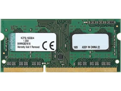 Kingston KCP3L16SS8/4-NOB 4GB PC3-12800 DDR3-1600MHz non-ECC Unbuffered CL11 SoDIMM 1.35V Single-Rank Memory Module