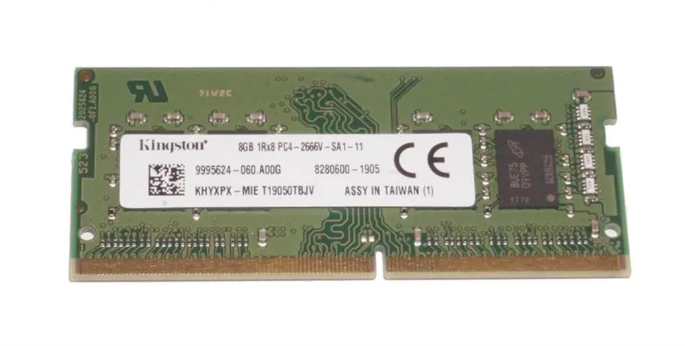 KHYXPX-HYJ - Kingston 8GB PC4-21300 DDR4-2666MHz non-ECC Unbuffered CL19 SoDIMM 1.2V Single-Rank Memory Module