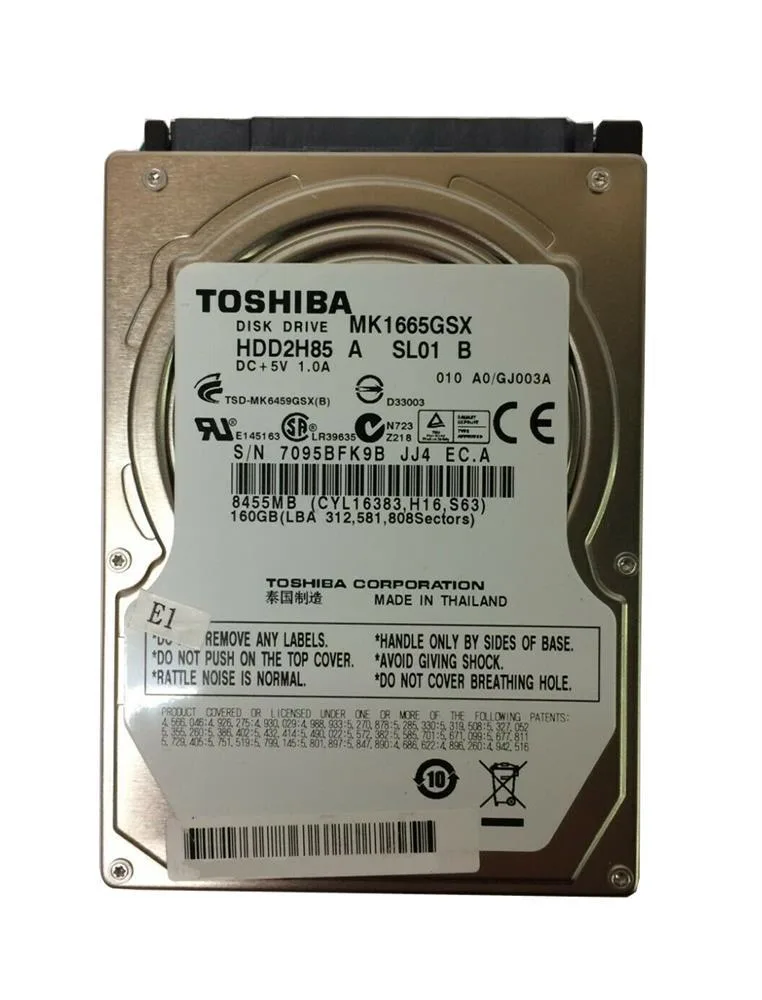 KJ5JDMK1665GSX - Toshiba 160GB 5400RPM SATA 3Gb/s 2.5-inch Hard Drive