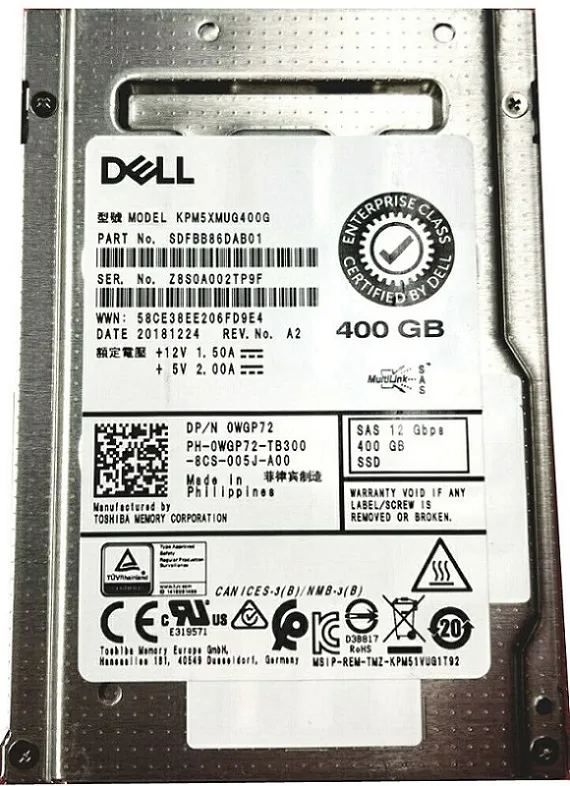 KPM5XMUG400G - Toshiba Kioxia 400GB SAS 12Gb/s Write Intensive 2.5-inch Solid State Drive