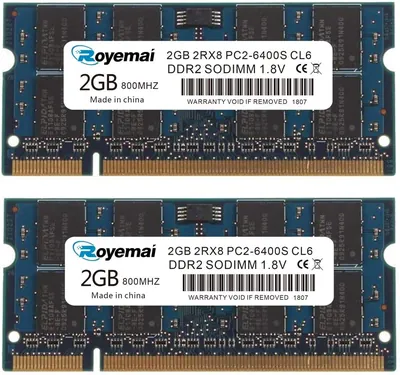 Kingston KPR6400SO/2GR 2GB DDR2-800MHz PC2-6400 non-ECC Unbuffered CL6 200-Pin SoDimm Dual Rank Memory Module