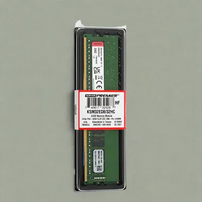 Kingston KSM32ED8/32HC 32GB PC4-25600 DDR4-3200MHz ECC Unbuffered CL22 UDIMM 1.2V Dual-Rank Memory Module