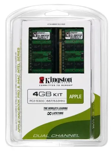 Kingston KTA-MB1066K2/4GETR 4GB Kit (2 X 2GB) DDR3-1066MHz PC3-8500 non-ECC Unbuffered CL7 204-Pin SoDimm Memory