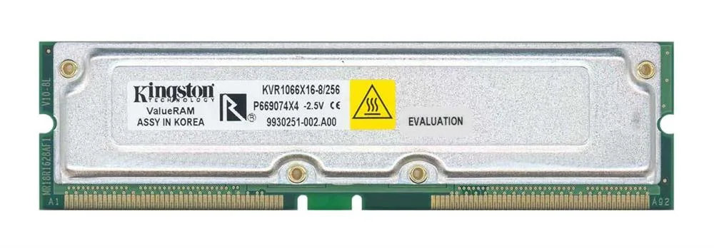 Kingston KVR1066X16-8/256 256MB PC1066 1066MHz non-ECC 32ns 184-Pin RDRAM RIMM Memory Module