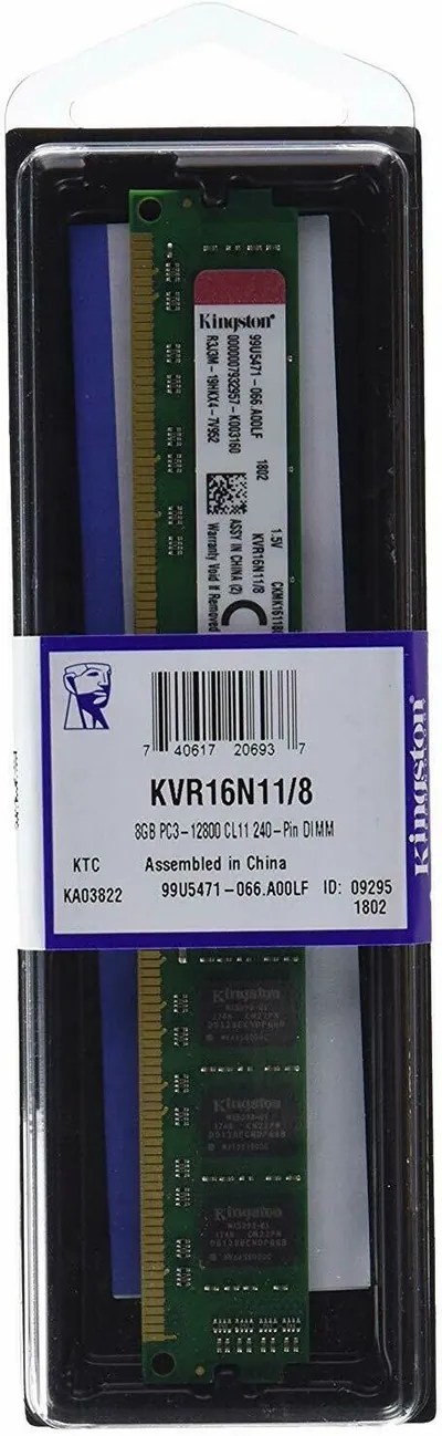 Kingston KVR16N11/8-SPBK 8GB PC3-12800 DDR3-1600MHz non-ECC Unbuffered CL11 UDIMM Memory Module