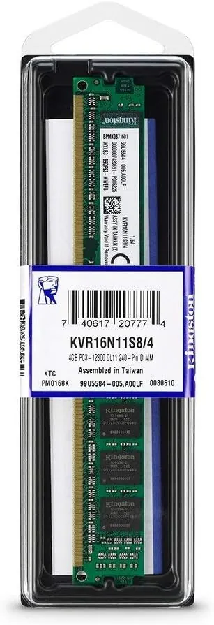 Kingston KVR16N11S8/4G-SP 4GB PC3-12800 DDR3-1600MHz non-ECC Unbuffered CL11 UDIMM Single-Rank , x8 Memory Module