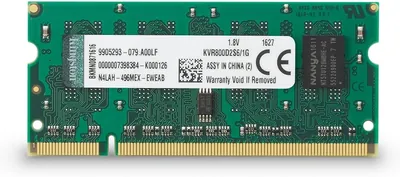 Kingston KVR800D2S6/512BK 512MB DDR2-800MHz PC2-6400 non-ECC Unbuffered CL6 200-Pin SoDimm Single Rank Memory Module