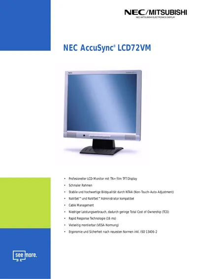 LCD72VM-16604 - NEC AccuSync LCD72VM 17-inch LCD Monitor