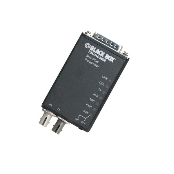 LE2051A-ST-R3 - Black Box 10Mbps 10Base-FL Multi-Mode Fibre DB-15 ST Connector Mini AUI Transceiver Module
