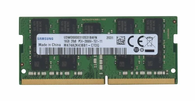 M474A2K43BB1-CTDQ - Samsung 16GB DDR4-2666MHz PC4-21300 ECC Unbuffered CL19 260-Pin SODIMM 1.2V Dual Rank Memory Module