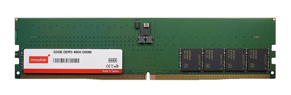 M5CV-BGM2MC0P-A - Innodisk 32GB DDR5-4800MHz/PC5-38400 ECC Unbuffered CL40 288-Pin UDIMM 1.1V Dual Rank Memory Module