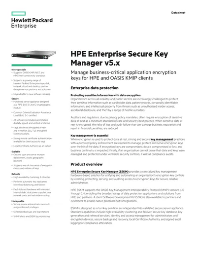 M8B94AAE - HP Enterprise Secure Key Manager With Disaster Recovery Option License 1 Server