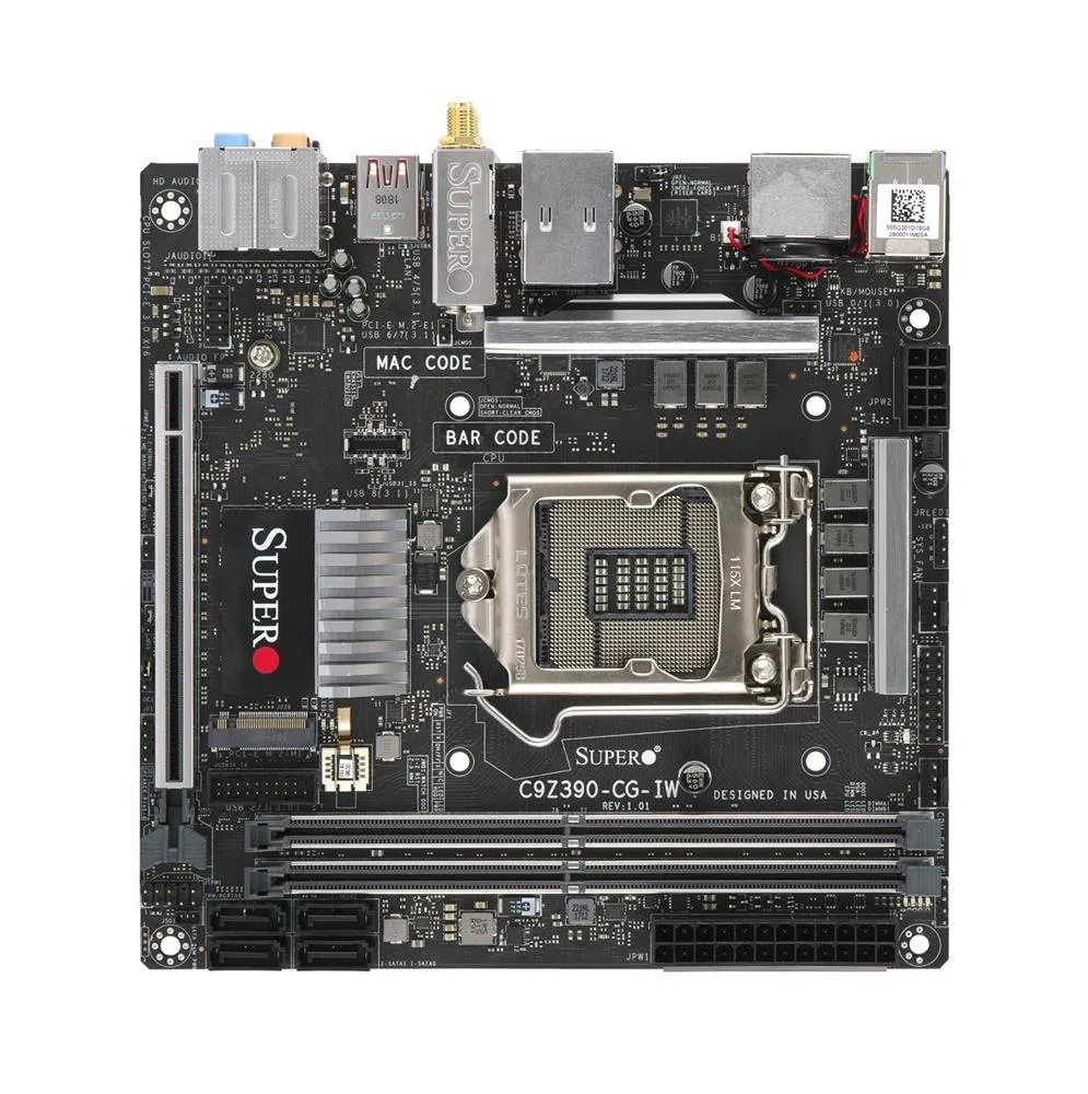 MBD-C9Z390-CG-IW - Supermicro MiniITX Intel Z390/Core i7/i5/i3/Pentium/Celeron DDR4 LGA-1151 Motherboard