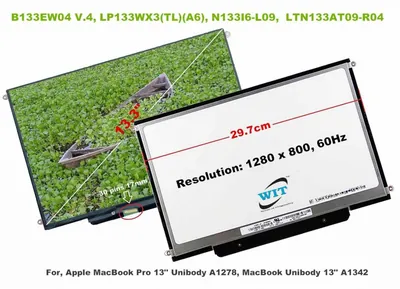Apple MC374LL/A-LCD-07 LCD Panel 13.3-inch WXGA (1280 x 800) Glossy with Hinges and Cover MC374LL/A Unibody MacBookPro Assembly