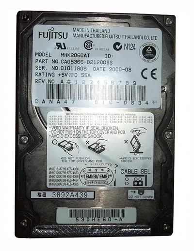 MHK2060AT - Fujitsu Mobile 6GB 4200RPM ATA-66 512KB Cache 2.5-inch Internal Hard Disk Drive